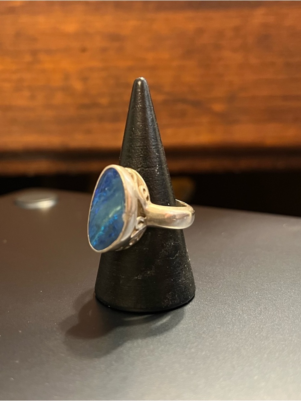 Sterling Silver Blue Opal Ring, size 7 - Picture 8 of 8